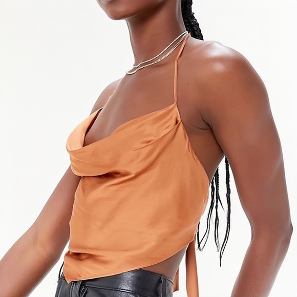 Capulet Satin Handkerchief Tie-Back Halter Cami - Picture 2 of 6